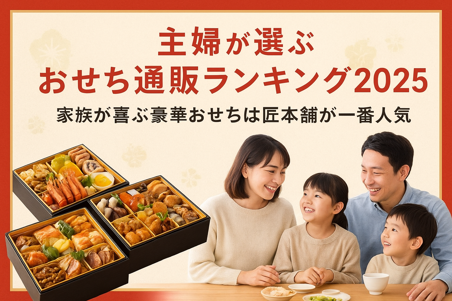主婦が選ぶおせち通販ランキング2025｜家族が喜ぶ豪華おせちは匠本舗が一番人気
